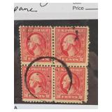 U.S. #526 2Â¢ Washington Carmine 4-Stamp Pane