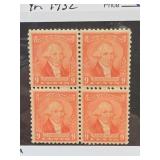 1932 9c U.S. #711 Washington Red/Orange Block