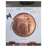 1 Oz .999 Copper Liberty Round