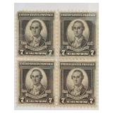 1932 U.S. #712 Washington 7Â¢ Black Block of 4