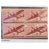 U.S. C28 15-Cent Air Mail Stamp Block Of 4