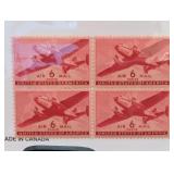 U.S. #C25 6Â¢ Air Mail Mint Pane Of 4 Stamps