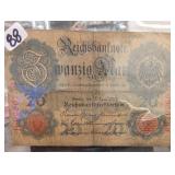 1910 German 20 Mark Reichsbanknote