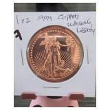 1 Oz .999 Copper Walking Liberty Round