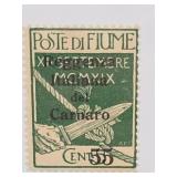 1920 Fiume 55Â¢ Overprint Stamp, Scott #116