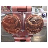 2 USA Copper Rounds, .999 Fine, 1 A.V.D.P. Ounce