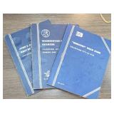 3 Empty Coin Folders: Mercury, Washington, Kennedy