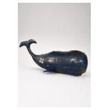 Blue Reclaimed Metal Whale Sculpture