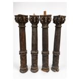 Set Of 4 Carved Wooden Corinthian Columns