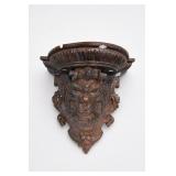 French Carved Plaster Wall Shelf Bracket With Mask