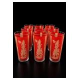 Culver Red Gold Thai Goddess Highball Set