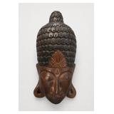 Hand-Carved Wooden Buddha Face Mask