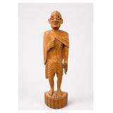 Carved Wooden Buddhist Monk Statue