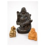 Chinese Laughing Buddha Statue Group, 3 Pieces