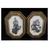 Pair of Framed Thai Temple Rubbings