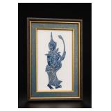 Framed Thai Temple Rubbing Artwork