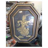 Framed Thai Temple Dancer Raised Relief Art