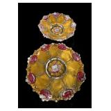 Goofus Glass Rose Bowls, Pair