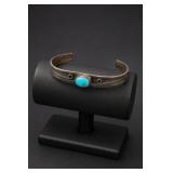 Native American Sterling Silver Turquoise Cuff