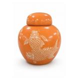 Neiman Marcus Orange Fish Ginger Jar