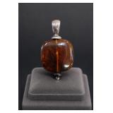 Shube Sterling Silver Amber Pendant