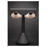 Sterling Silver Black Onyx Fan Design Earrings