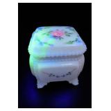 Westmoreland Milk Glass Floral Trinket Box