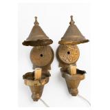Pair Gilt Wall Sconces With Candle Sleeves