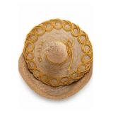 Woven Straw Sombrero Hat With Gold Trim
