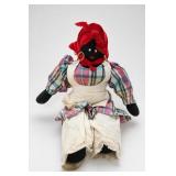 Handmade Folk Art Cloth Doll With Red Headscarf