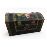 Vintage Hand-Painted Floral Wooden Chest