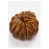 Brown Glazed Ceramic Pumpkin Figurine