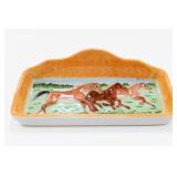 Pottery Horse Scene Serving Tray