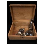 Glass Decanter Set With Stoppers In Wooden Case