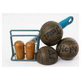 Wooden Carved Balls And Shakers Set