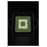 Temptations Old World Green Glass Trivet