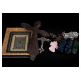 Framed Crosses & Decorative Object Lot