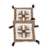 Pair Vintage Floral Calico Quilted Pillow Covers