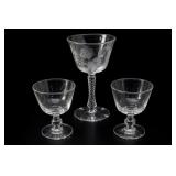 Libbey Rock Etched & Plain Stemmed Glasses 3