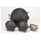 Handcrafted Metal Pig Bank Set Of 4