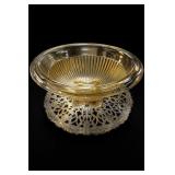 Federal Glass Amber Ribbed Glass Bowl on Stand