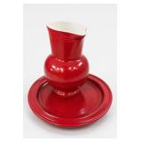 Fiesta Red Vase And Plate Set