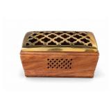 Wooden Trinket Box With Brass Lattice Lid