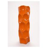 Orange Gloss Ceramic Dimpled Cylinder Vase