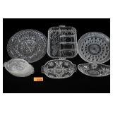 Clear Pressed Glass Serving Dish Set, 6 Pieces