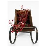 Wooden Sleigh Christmas Decor With Red Berries