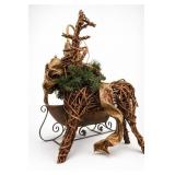 Woven Grapevine Reindeer Christmas Decoration