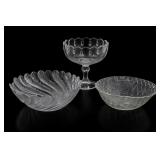 Clear Pressed Glass Serving Set, 3 Pieces