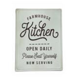 Farmhouse Kitchen Open Daily Metal Sign