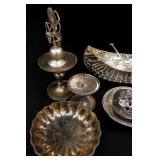 Mixed Metal Decorative Servingware & Figurine Lot